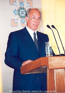 Hazar Imam speaking at the Foundation Stone Ceremony of The Ismaili Centre, Dushanbe 2003-08-30